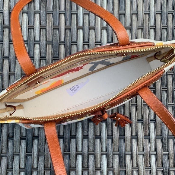 DOONEY & Bourke Painted Canvas Graffiti Shoulder Bag with Leather Trim - Picture 9 of 15